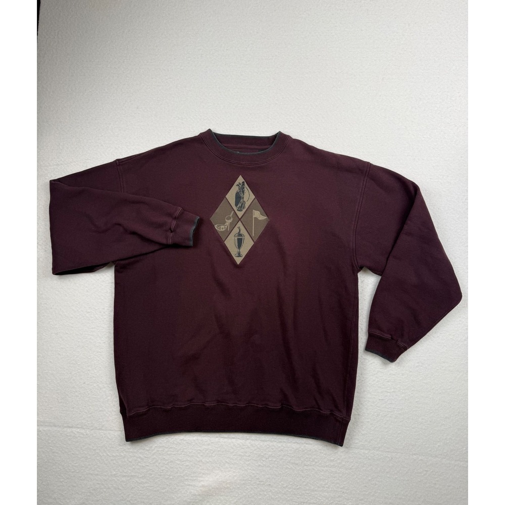 Vintage Golf Sweatshirt Men's Crewneck Pullover Burgundy 90s Retro XL